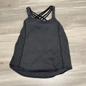 Lululemon Womens Size 4 Free To Be Wild Tank Top 2-in-1 Draped Back Grey Black